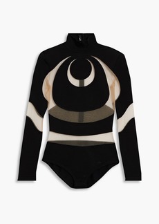 Balmain - Mesh-paneled cady bodysuit - Black - FR 36