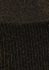 Balmain - Metallic ribbed-knit midi skirt - Black - FR 40