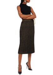 Balmain - Metallic ribbed-knit midi skirt - Black - FR 40