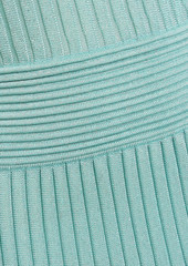 Balmain - Metallic ribbed-knit turtleneck maxi dress - Green - FR 36