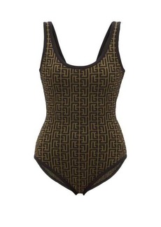 Balmain - Monogram-jacquard Wool-blend Bodysuit - Womens - Black