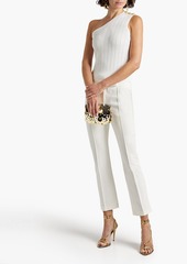 Balmain - One-shoulder button-embellished pointelle-knit top - White - FR 42