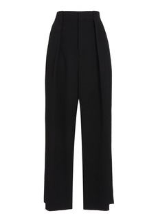 Balmain - Pleated Grain Du Poudre Wool Pants - Brown - FR 38 - Moda Operandi