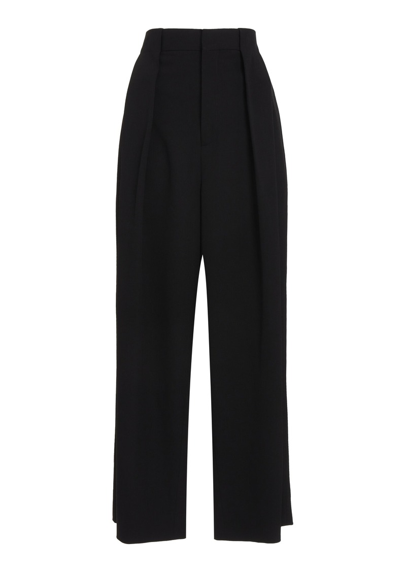 Balmain - Pleated Grain Du Poudre Wool Pants - Brown - FR 36 - Moda Operandi