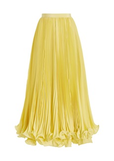 Balmain - Pleated Light-Crepe Maxi Skirt - Yellow - FR 40 - Moda Operandi