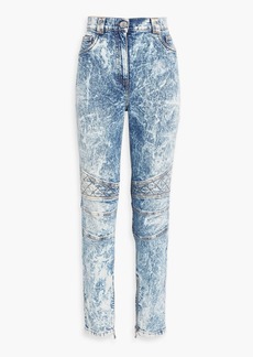 Balmain - Quilted acid-wash high-rise tapered jeans - Blue - FR 38