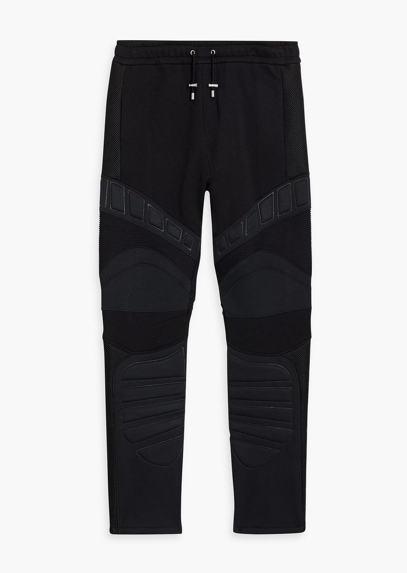 Balmain - Quilted mesh and cotton-fleece drawstring sweatpants - Black - XXL