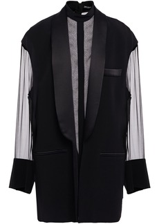 Balmain - Satin-trimmed layered silk-chiffon and crepe mini dress - Black - FR 34