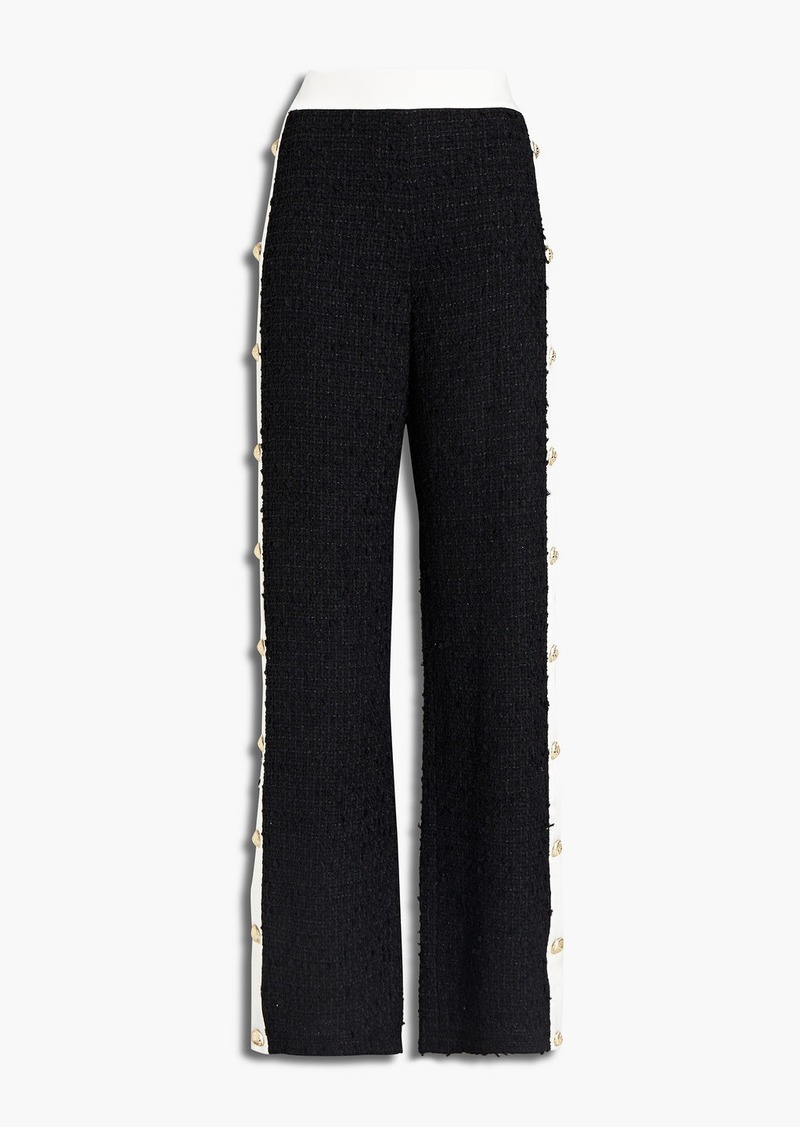 Balmain - Satin-trimmed tweed wide-leg pants - Black - FR 38