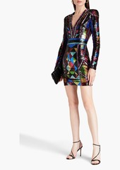 Balmain - Sequin-embellished mesh mini dress - Black - FR 36