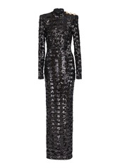 Balmain - Sequined Maxi Dress - Black - FR 40 - Moda Operandi