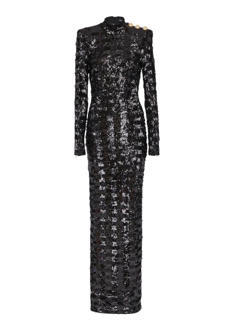 Balmain - Sequined Maxi Dress - Black - FR 36 - Moda Operandi