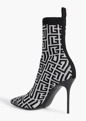 Balmain - Skye metallic stretch-knit ankle boots - Metallic - EU 36