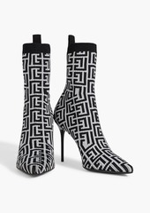 Balmain - Skye metallic stretch-knit ankle boots - Metallic - EU 36
