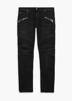 Balmain - Slim-fit distressed ribbed denim jeans - Black - 29