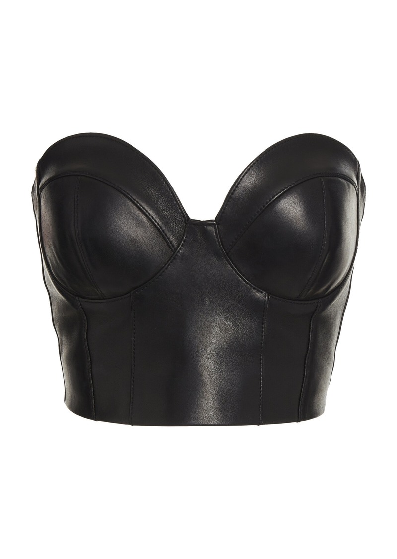 Balmain - Strapless Leather Bustier Top - Black - FR 36 - Moda Operandi