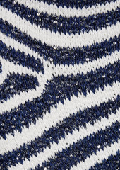 Balmain - Striped sequin-embellished knitted cardigan - Blue - FR 36
