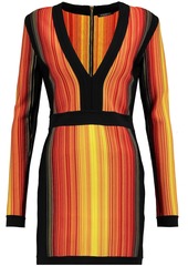 Balmain - Striped stretch-knit mini dress - Orange - FR 34