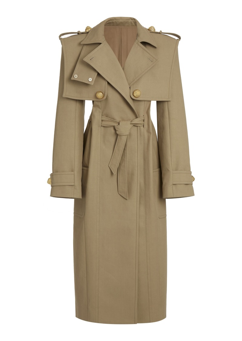 Balmain - Tailored Cotton Trench Coat - Brown - FR 36 - Moda Operandi