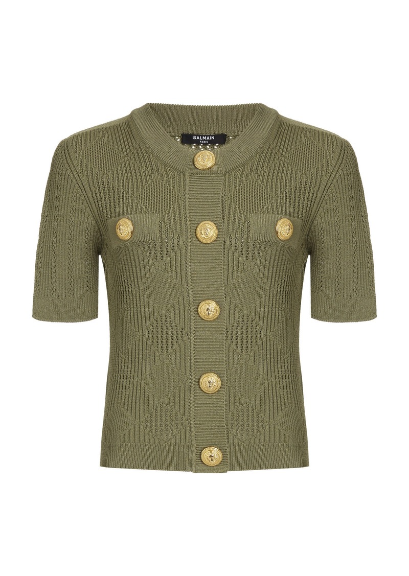 Balmain - Vichy-Knit Cardigan - Green - FR 36 - Moda Operandi