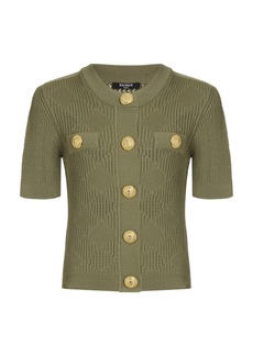 Balmain - Vichy-Knit Cardigan - Green - FR 38 - Moda Operandi