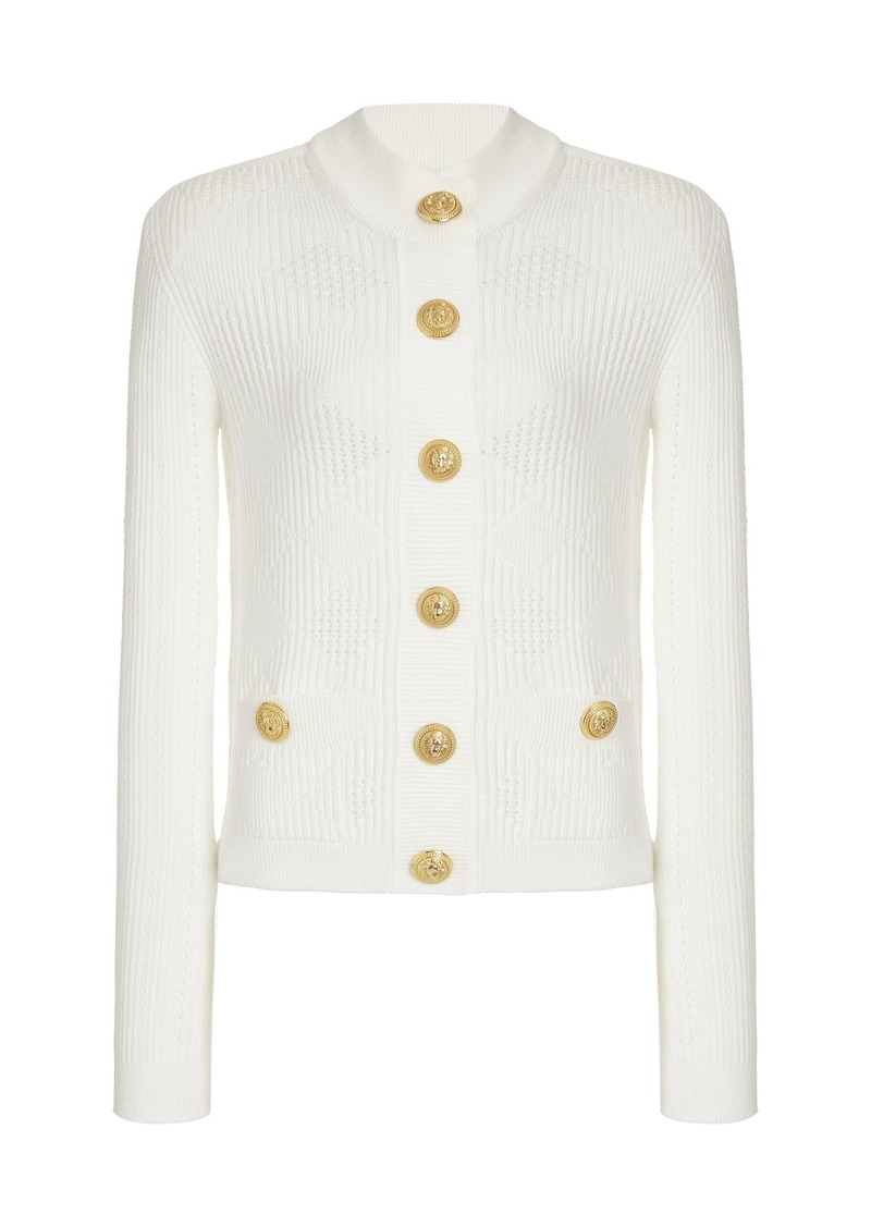 Balmain - Vichy-Knit Cardigan - White - FR 36 - Moda Operandi