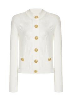 Balmain - Vichy-Knit Cardigan - White - FR 36 - Moda Operandi