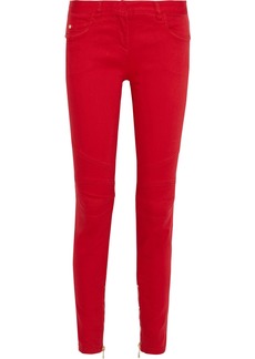 Balmain - Zip-detailed low-rise skinny jeans - Red - FR 34