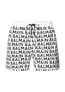 BALMAIN All-Over Logo Print Swim Shorts