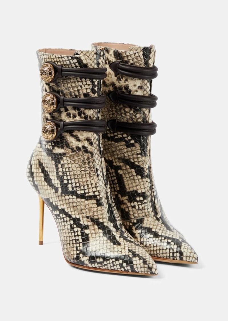 Balmain Alma snake-effect leather ankle boots