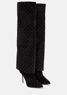 Balmain Ariel embellished knee-high suede boots