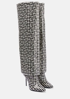 Balmain Ariel monogram knee-high boots