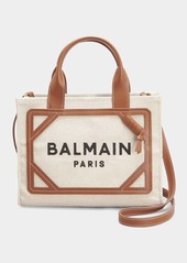 Balmain B Army Small Shopper Tote Bag in Canvas with Leather Handles
