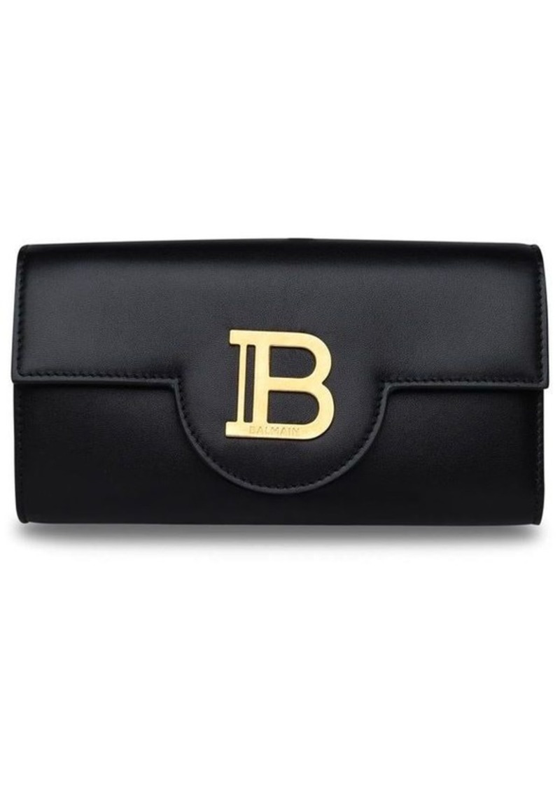 BALMAIN B-Buzz black leather wallet