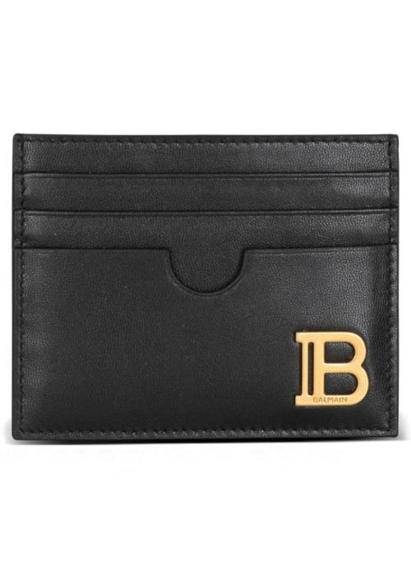 Balmain B-Buzz Calfskin Leather Card Case