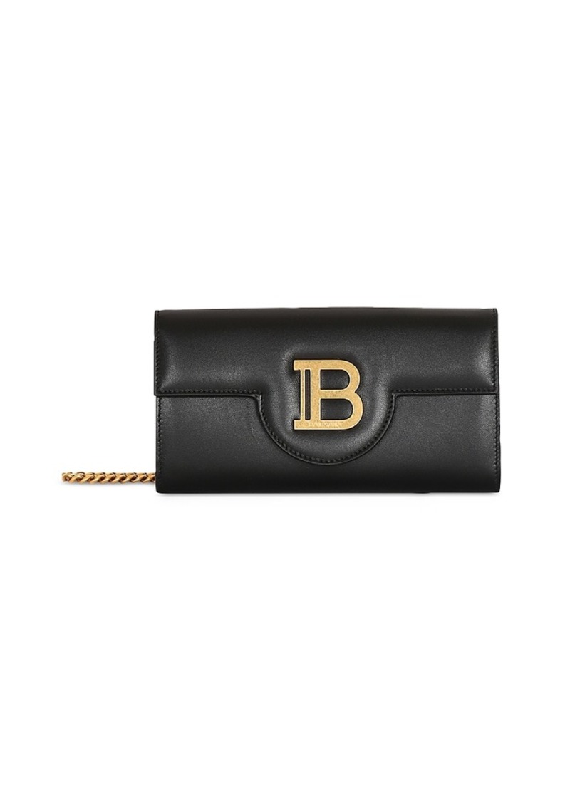 Balmain B Buzz Leather Wallet on a Chain Small Crossbody