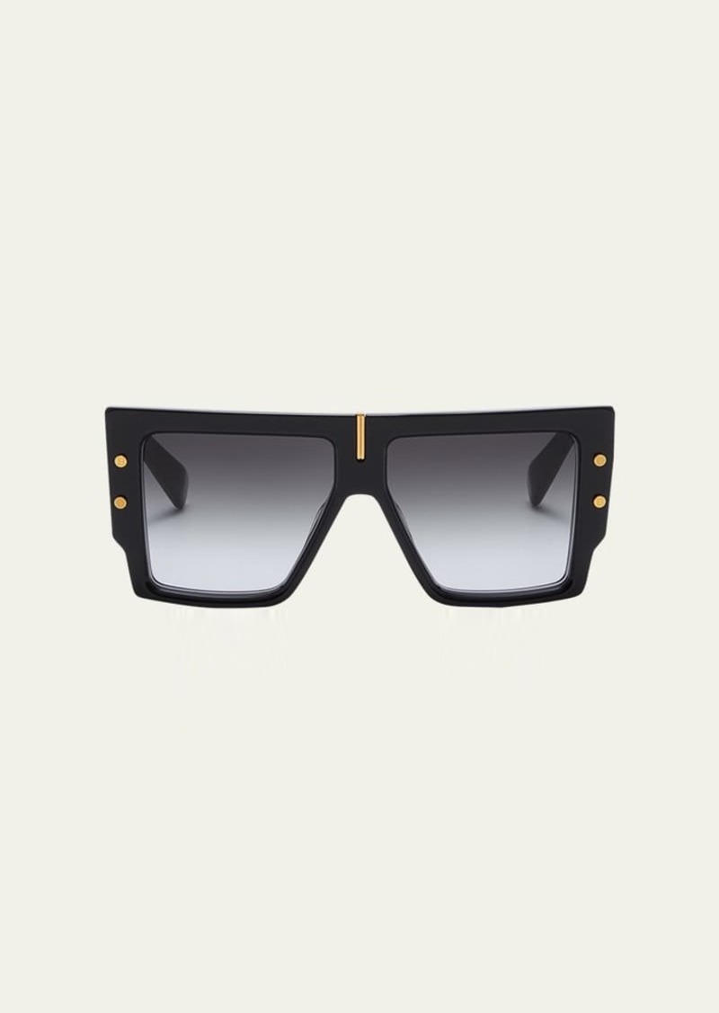 Balmain B-Grand Acetate & Titanium Square Sunglasses