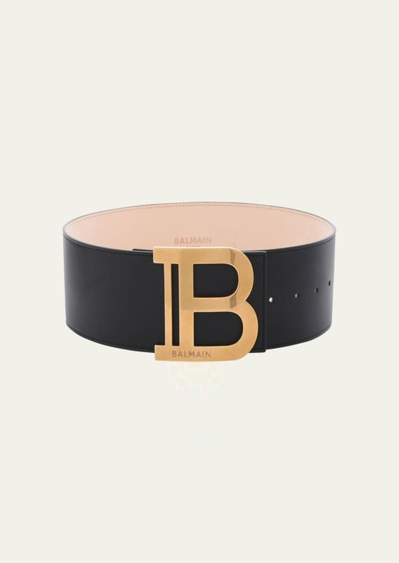 Balmain B Logo Calfskin Buckle Belt