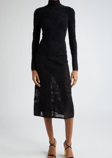 Balmain Baroque Long Sleeve Jacquard Knit Midi Dress