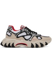 Balmain Beige & Black B-East Mesh Snake-Effect Sneakers