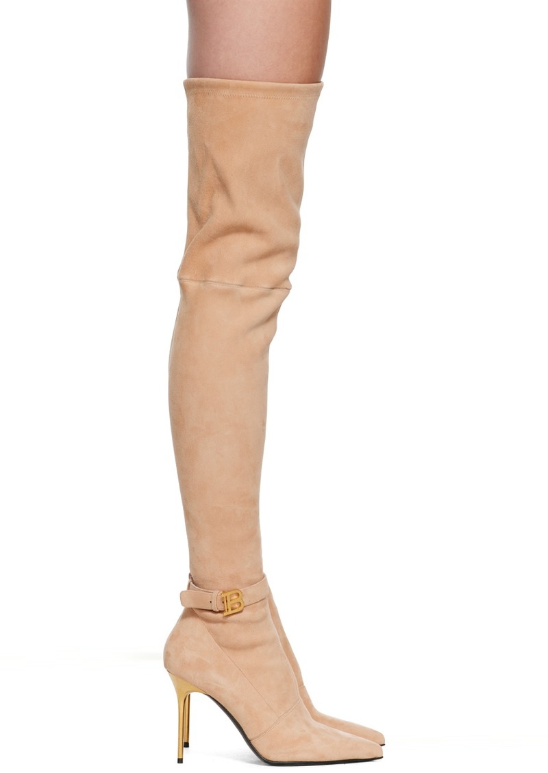 Balmain Beige Raven Tall Boots