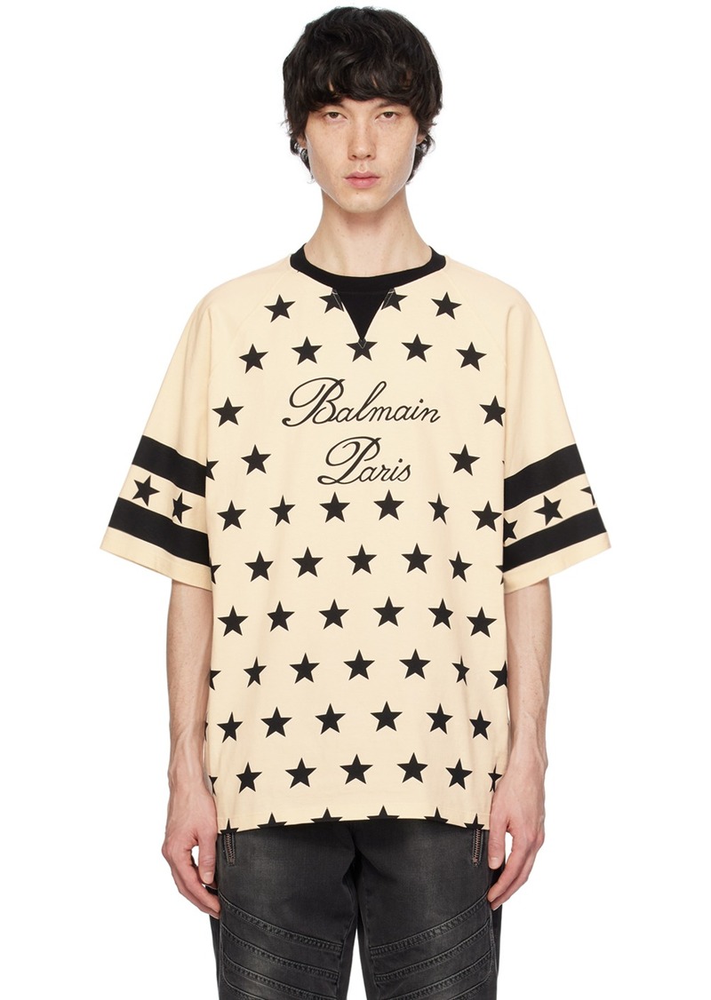 Balmain Beige Stars T-Shirt