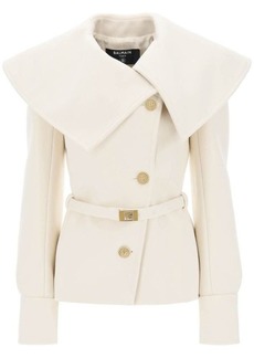 Balmain belted double-breasted peacoat