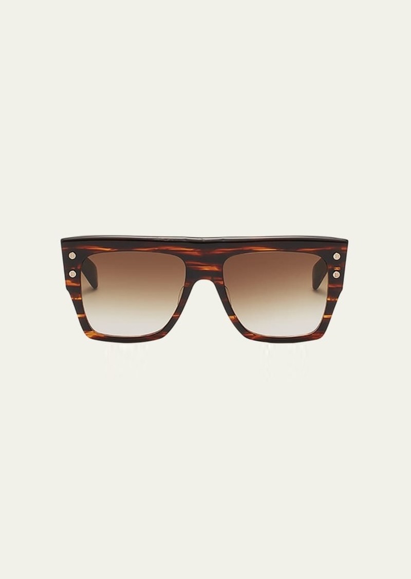 Balmain BI Flat-Top Acetate & Titanium Square Sunglasses