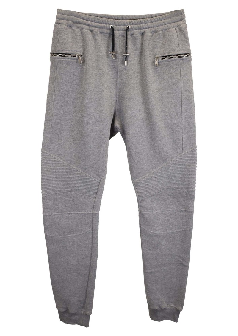 Balmain Biker Jogging Pants in Grey Cotton