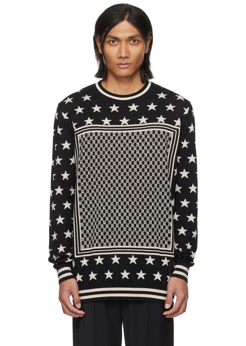 Balmain Black & Beige Mini Monogram Stars Sweater