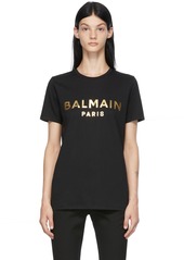 Balmain Black & Gold Metallic Logo T-Shirt