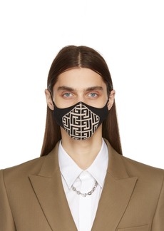 Balmain Black & Off-White Logo Face Mask