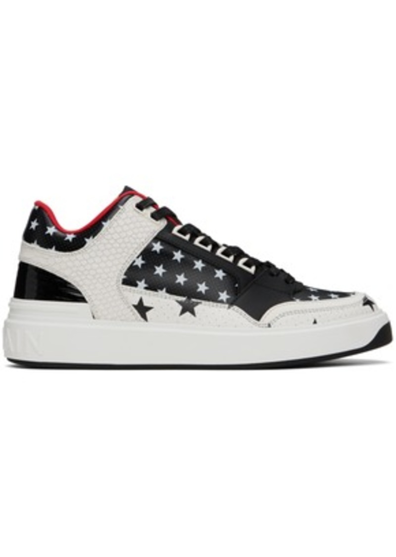 Balmain Black & White B-Court Mid Top Star Sneakers