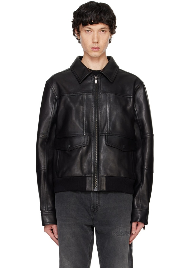 Balmain Black 2 Pocket Leather Jacket